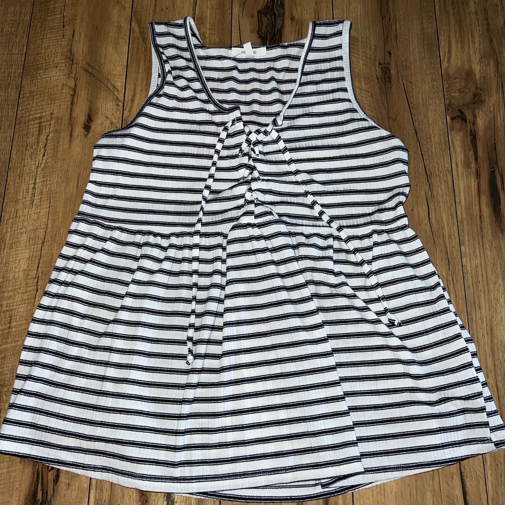 blue and white striped tank